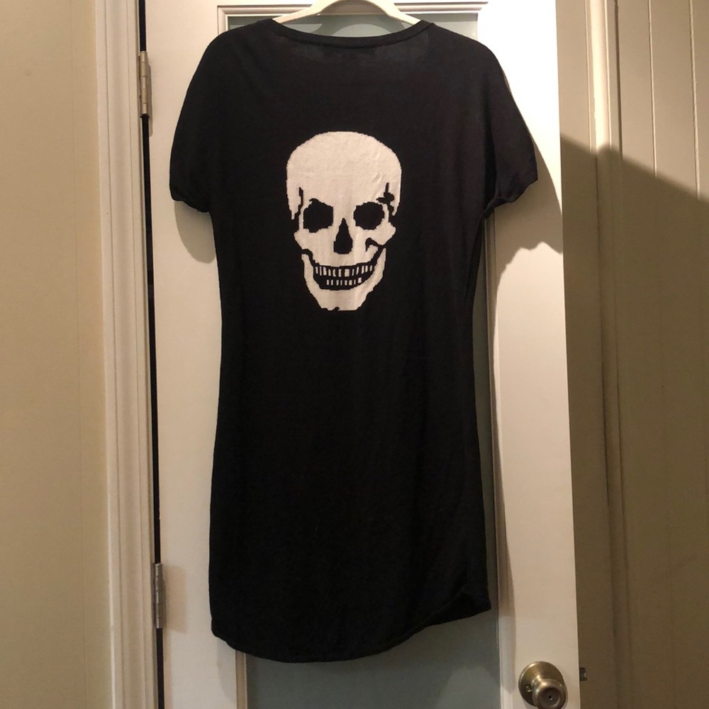 Skull Cashmere Black Mini Dress with White Skull Motif